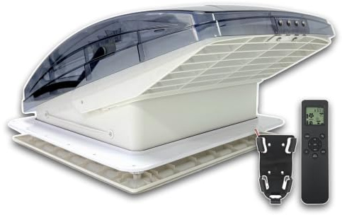 feeoveo Caravan UV-Schutz und 10 Lüfterstufen und reversibler Luftstrom Wohnwagen 12V Fernbedienung Wohnmobil Dachlüfter 40X40cm