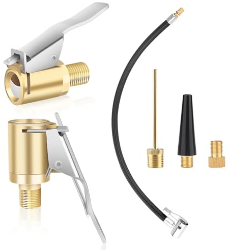 MOKIDO Ventiladapter Set für EasyPump, 400mm Reifenfüllschlauch mit Air Chuck, Autoventil Adapter, Fahrradventil Adapter, Französisches Ventil Adapter, Ventilverlängerung