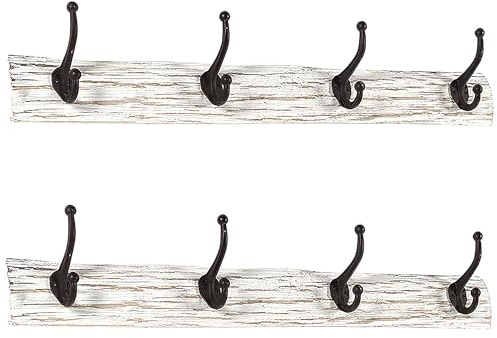 Kobolo Hakenleiste Vintage 2er Set 74x9x16 cm Weiß