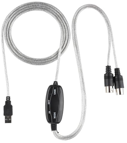 Cosiki Cavo MIDI a USB, Cavo MIDI a USB con Adattatore Adattatore Tasta di Editing Music Line di Editing Mini a Convertitore in per Strumenti Musicali per Laptop per Computer