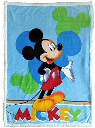 Disney Manta Sedalina Sherpa, 100x140cm, 8 diseños, Stitch, Mickey, Minnie, Spiderman, Princesas, Avengers, Bluey. (Mickey)