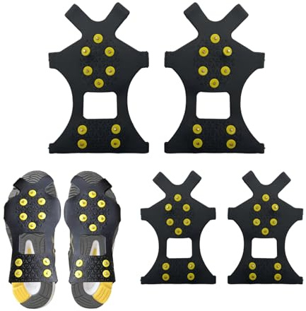 2Coppie Spike Antiscivolo per Scarpe Invernali,ramponi, artigli per scarpe a 10 denti, punte per scarpe per escursioni, Ghiaccio e Neve - Artigli Universali per Trekking e Attività Outdoor-Taglia35-47