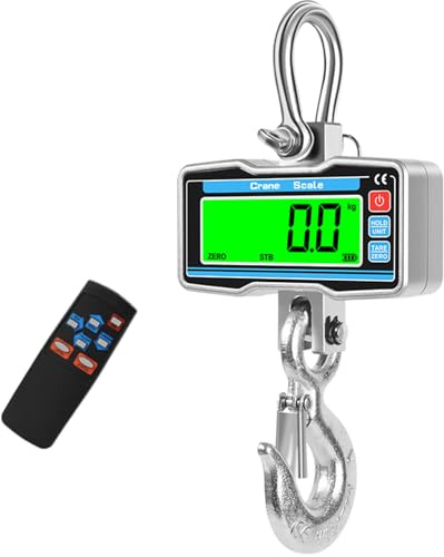 Kranwaage 2000kg/4000 lb, Elektronische Hängewaage Digital, 2T Heavy Duty Industrie Hängende Waage mit Präzisem Sensor, Fernbedienung und LCD-Anzeige, Zugwaage Wildwaage Digital Crane Scale, kg/lb/N