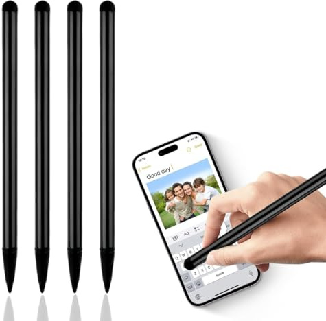 WeddHuis 4 unidades stylus de alta precisión, universal con punta fina, lápiz tablet(negro)