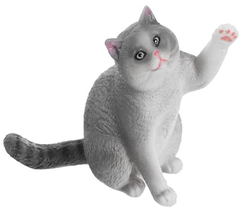 Hemobllo Figurine Chat British Shorthair Réaliste Modèle Animal Simulation Décoratif Résistant pour Maison et Jardin