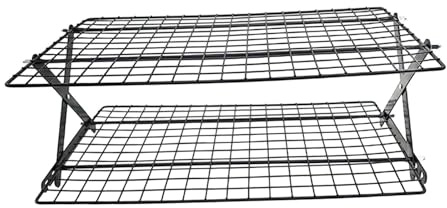 Ysyqkn Griglia Raffreddamento Griglia Rosticceria Pane Pizza Ferro Durevole Pieghevole Supporto Multiuso Adatta a Picnic Grigliata Cucina Sala Da Pranzo, 2 Livelli