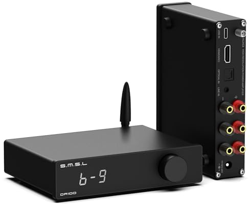 SMSL DA100 Amplificateur de puissance 100W TI TAS5827 *2 Classe D Amp passe-haut/passe-bas caisson de basses 2.1 Bluetooth 5.3 contrôle électronique du volume stéréo Amp BT/USB/HDMI/optique/ligne