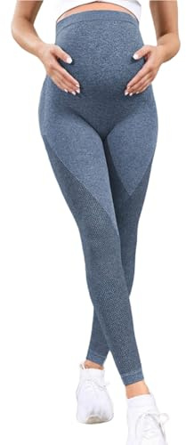 HAOLEI Leggings de Maternidad para Mujer,Cintura Alta Elástica Pantalones Deportivos de Maternidad Opacos Compresión 3D Anticelulitis Leggins Premama Suaves Elásticos Cómodos Ropa de Maternidad
