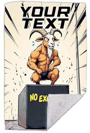 Sporthandtuch No Excuses – Fitness Handtuch 50x100 lustig personalisiert | Gym Trainingshandtuch Herren | Baumwoll | Motivationsspruch | Selbst gestalten mit Name, Text, Datum | langlebigem Druck