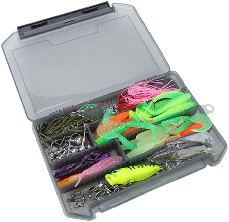 Fesjoy Kit med Fiskedrag Mångsidigt Mjukt Beten Realistisk Design för Sötvattensaltvattenfiskare 58 Delar Fiskeutrustningsset för Kompatibilitet med Flera Scener