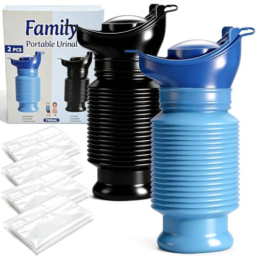 Topcloud Portable Urinal 750ML, Shrinkable Leak-Proof Unisex Emergency Urinal, Reusable Travel Urinal for Adults Elderly & All Family Users, Car Camping Traffic Jams Hiking Bedside Care