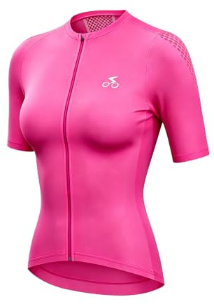 spocyclife Radtrikot Damen Kurzarm/Langarm, Fahrradtrikot Atmungsaktiv Rennrad Trikot Schnell Trocknen Fahrrad Shirt mit 3 Taschen für Frauen Outdoor Sport