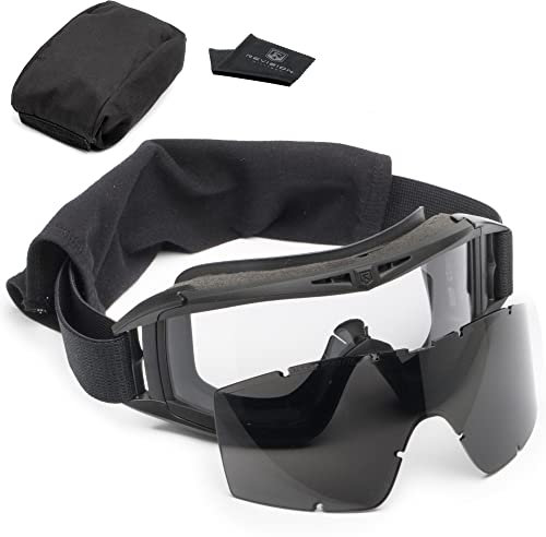 Revision Desert Locust Kit Essentiel Lunettes Militaires - Verres Transparents et Fumés, Monture Noir, Taille Unique - Lunettes Balistiques Anti-buée Protection des Yeux - Fabriqué aux USA