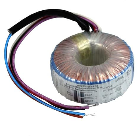 Lumonic Ringkerntrafo Transformator 50VA 2x6V für Audio, Industrie, Halogen und Schienensysteme - 230V Eingangsspannung - 12V Sekundärspannung - Modell RSO-826018