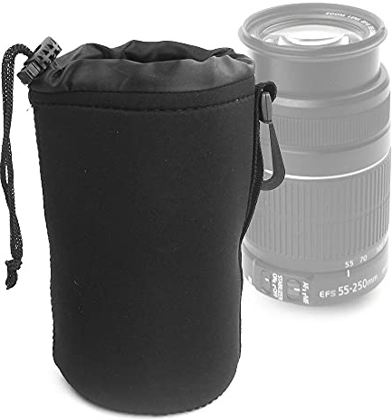 CELLONIC Kameraobjektivtasche – 16cm x 10cm Gepolsterte Objektivtasche mit Kordelzug für Kamera-/DSLR-Objektive – wasserdichte Aufbewahrungstasche zum Schutz Ihrer Objektive – Schwarz