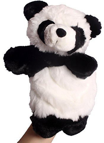 andux Zone Tierhandpuppen aus Plüsch，Handpuppe Handspielpuppe Plüsch Puppe Mini Tier Cartoon Tiermotive Panda (SO-02)