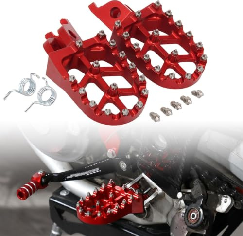Motorrad Fussrasten Rot für CR125 CR250 CRF150R CRF250R CRF250X CRF250RX | für CRF250L CRF250M CRF300L CRF450R CRF450RX CRF450X CRF450L CRF450RL CRF1000L CRF1100L