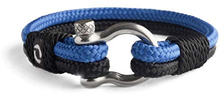 Mens Rope Bracelet - Stainless Steel Silver Shackle, Extremely Durable and Scratch Resistant Waterproof Paracord, Handmade, Nautical Wristband for Men, 6.0, Rope