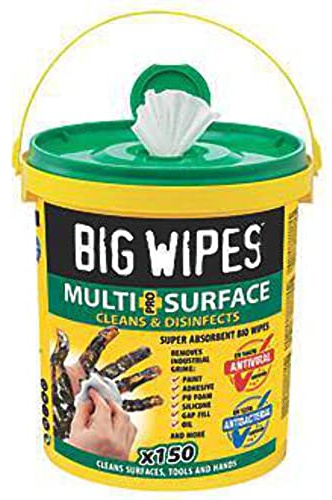 Big Wipes Multi-Surface Cleaning Wipes, Dispenser Bucket x240 | Absorbent Surface & Hand Wipes, 4 Power Solvents & 4 Skin Conditioners, Industrial Cleaning Products, Heavy Duty Hand Cleaner