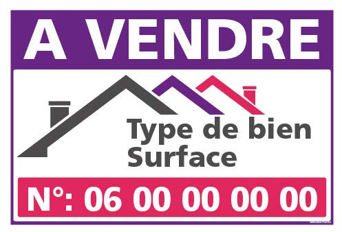 Signalétique.biz France - Panneau Immobilier Personnalisable à Vendre avec Œillets aux 4 coins - Violet - Plastique rigide Akilux 3,5 mm - Dimensions 600 x 400 mm - Protection Anti-UV