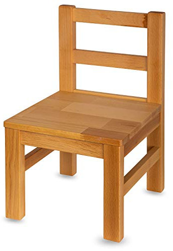 Staboos Kinderstuhl aus massivem Buchenholz - Bio geölte Vollholz Stühlchen - Montierter Stuhl für Kinderzimmer - Stuhl für Kinder ohne scharfe Kante - Natur Bio geölt