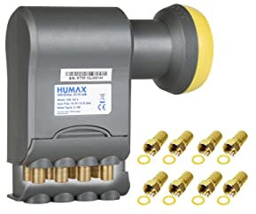 HUMAX Digital Octo-LNB Gold, Satelliten universal LNB, LTE-Filter, 8 Teilnehmer inkl. Wetterschutzhülle und vergoldete F-Stecker, für digitales Fernsehen in HD, Full HD und 4K UHD, schwarz/gelb