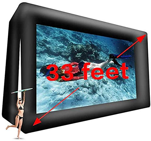 33FT Giant Inflatable Movie Screen Outdoor - Front and Rear Projection - Portable Blow Up Projector Screen for Grand Parties, Easy to Set Up, with 230v 750W Blower