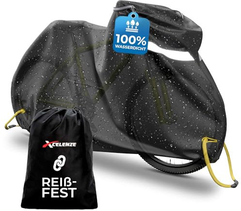 Xcelenze - Fahrradabdeckung wasserdicht mit Reflektoren - Reissfest & UV-Schutz | Fahrradgarage Fahrradschutzhülle Fahrradträger Fahrradplane (M - Kinder Rad)