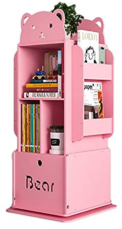 LYLFF Bodenständig CD-DVD. Rack, 360 ° Rotating Kinder Bücherregal Lagergestell/Magazin Bilder Bücherregal, Speicheranzeigegestell Für Home Office Wohnzimmerstudie (Color : Pink, Size : 46×52×115cm)