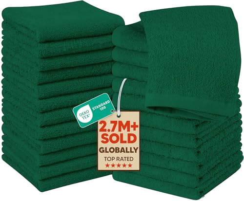 Utopia Towels Baumwoll-Waschlappen-Set – 100% ringgesponnene Baumwolle, hochwertige Flanell-Waschlappen für das Gesicht, sehr saugfähige und weiche Handtücher, 24 Stück, Hunter Green