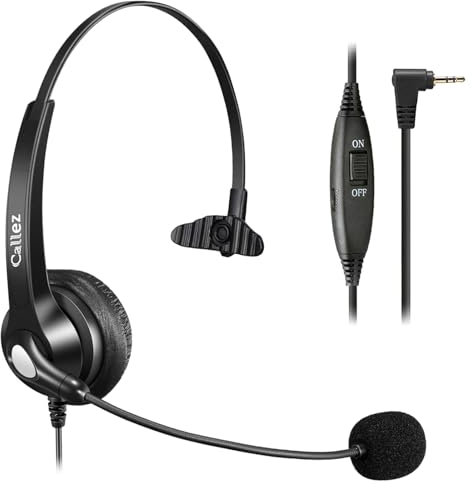 Headset Telefon Festnetz Schnurlos mit Mikrofon Noise Cancelling, 2,5mm Kopfhörer Kompatibel mit Panasonic Gigaset C430A C530 CL660HX S850 Yealink W52P Cisco Grandstream Polycom DECT Festnetztelefone