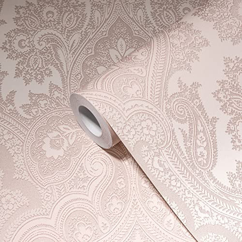 Livingwalls My Home My Spa 387083 - Carta da parati in tessuto non tessuto, motivo barocco, rosa glitterato, 10,05 x 0,53 m, made in Germany