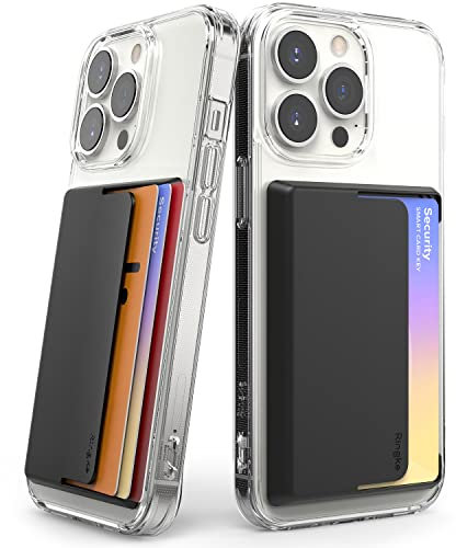 Ringke Side Slot Card Holder, Tarjetero Movil para 3 Tarjetas, Evita Rayones en tu Tarjeta, Tarjetero Adhesivo Compatible con Funda iPhone 15/14/13/12/11/Pro/Max, Galaxy, Xioami - Black (2 Pack)
