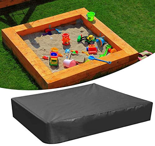 Sandbox Cover UCARE Square Waterproof Dustproof UV Protection Sandpit Pool Cover Protection with Drawstring for Sandpit, Toys and Furniture Outdoor Canopy Cover Foldable (200×200cm,Black)