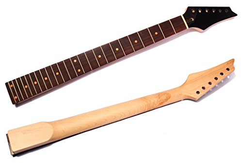 Ogdni Manico per chitarra elettrica, 24 tasti, in acero e palissandro, parti di ricambio per chitarra stile Ibanez, testa nera