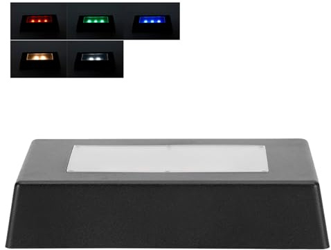 Watris Veiyi 7 Color LED Display Base, Color Changing Light Stand for Crystal Display Jewelry Glass Art, 3D Crystal Light Base, Rectangle Display Stand with USB Cable