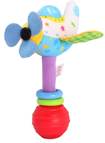 Baby Rattle Toy for Newborns, Cartoon Airplane Handbell Plush Toy, Educational Infant Hand Rattle for Early Development and Parent-Child Interaction