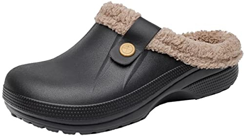 Meidiastra Herren Damen Clogs Gefüttert Winter Warme Plüsch Hausschuhe rutschfeste Gartenschuhe Outdoor Pantoletten Gr.35-47