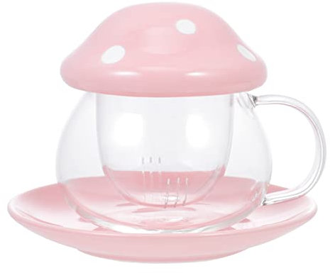 UPKOCH Mushroom Shape Ceramic Tea Cup Strain Tea Cup for Home Use Infuser Infuser and