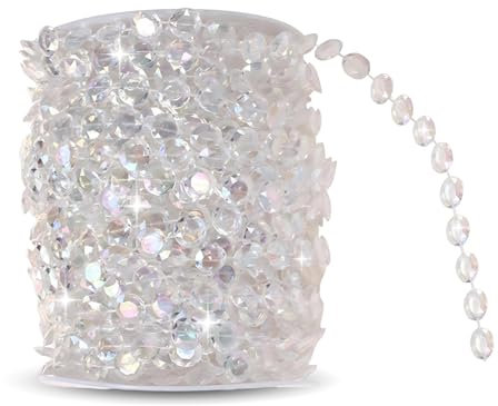 Ghirlanda di Cristallo Perline, 10mm Spessori 30 Metri Lunghezze Rotolo Tenda Della Porta Acrilico Perline, Catenella Trasparente per La Decorazione di Partito di Nozze Fai Da Te