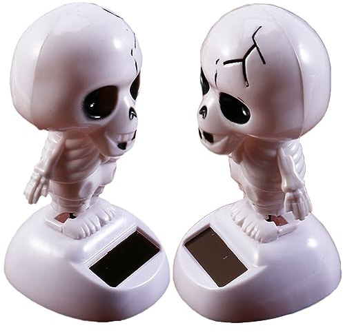 VILLCASE Wohnkultur 2 Stück Halloween-Solar-Tanzen Solarbetrieben Skelett-Geister-Wackelchen Schüttelnder Kopf Auto-Armaturenbrett-Ornament Für Halloween-Partygeschenke