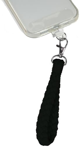 AMAYO - Boho Handykette Universal, Handyanhänger, Handy Perlen Schlüsselband, Handschlaufe, Baumwolle, Armband, Handyband, kompatibel mit jedem Handy, Smartphone und Handy Hülle (Schwarz Makramee)