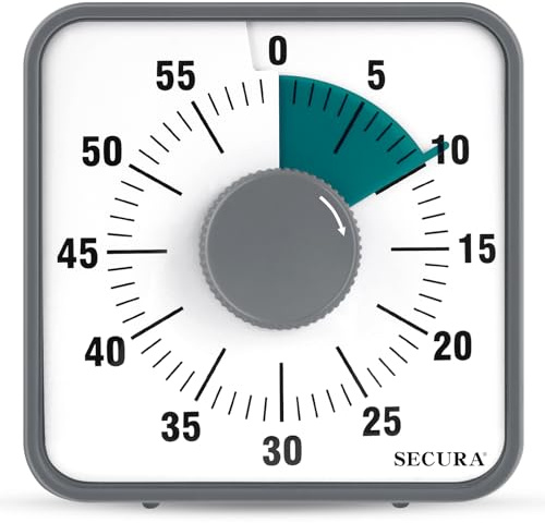 Secura Visueller Timer, 19,1 cm (7,5 Zoll), visueller 60-Minuten-Countdown-Timer für Kinder und Erwachsene, langlebiges mechanisches Zeitmanagement-Werkzeug (dunkelgrün)