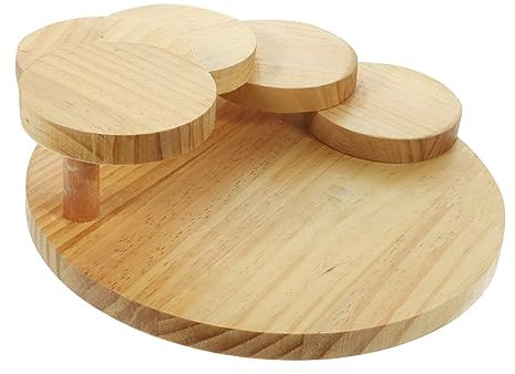 MAGICLULU Japanese Style Rotating Sushi Plate Wooden Sushi Serving Tray Step Stair Solid Wood Food Tray for Seafood Dessert and Snacks