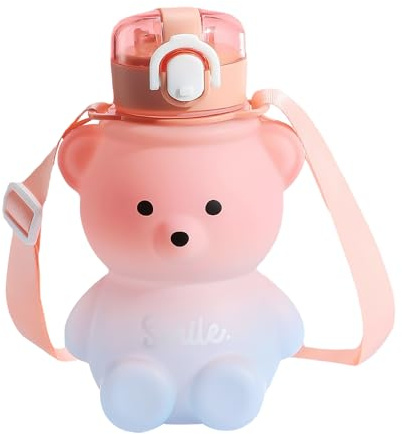 NyxSeat Bouteille d'eau en forme d'ours, Kawaii, avec bandoulière, pour enfants et femmes