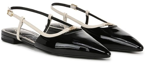 Sam Edelman Women's Cohen Ballet Flat, Black Patent/Alpine Ivory, 4.5 UK