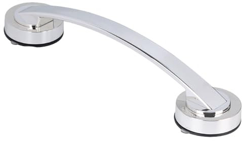 Allayu Langlebiger und zuverlässiger Haltegriff für die Badewanne, Sauggriff für Haltegriffe in der Dusche, Handläufe, Dusch Sauggriffe aus ABS, Silber