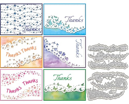 GLOBLELAND Leuchtende Sterne Metall Stanzschablone Rand Papierpräge Stanzschablonen Set Stanzformen für Kartenherstellung DIY Papier Scrapbooking Handgefertigtes Fotoalbum