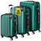 Monzana® 3tlg. Kofferset Hartschalen Koffer M-L-XL Gel-Griffe 4 Rollen Kantenschutz Schloss Standfüße Trolley Rollkoffer Reisekoffer Grün