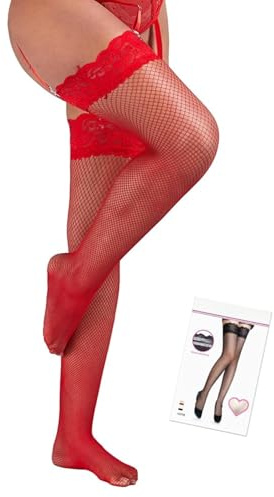 comeondear Medias Rejilla Mujer de Encaje con Silicona Talla Grande XS-5XL | Medias Autoadhesivas Sexy de Malla,Antideslizante,Hasta el Muslo,Stockings Transparentes y Elásticas,para Liguero,En Caja